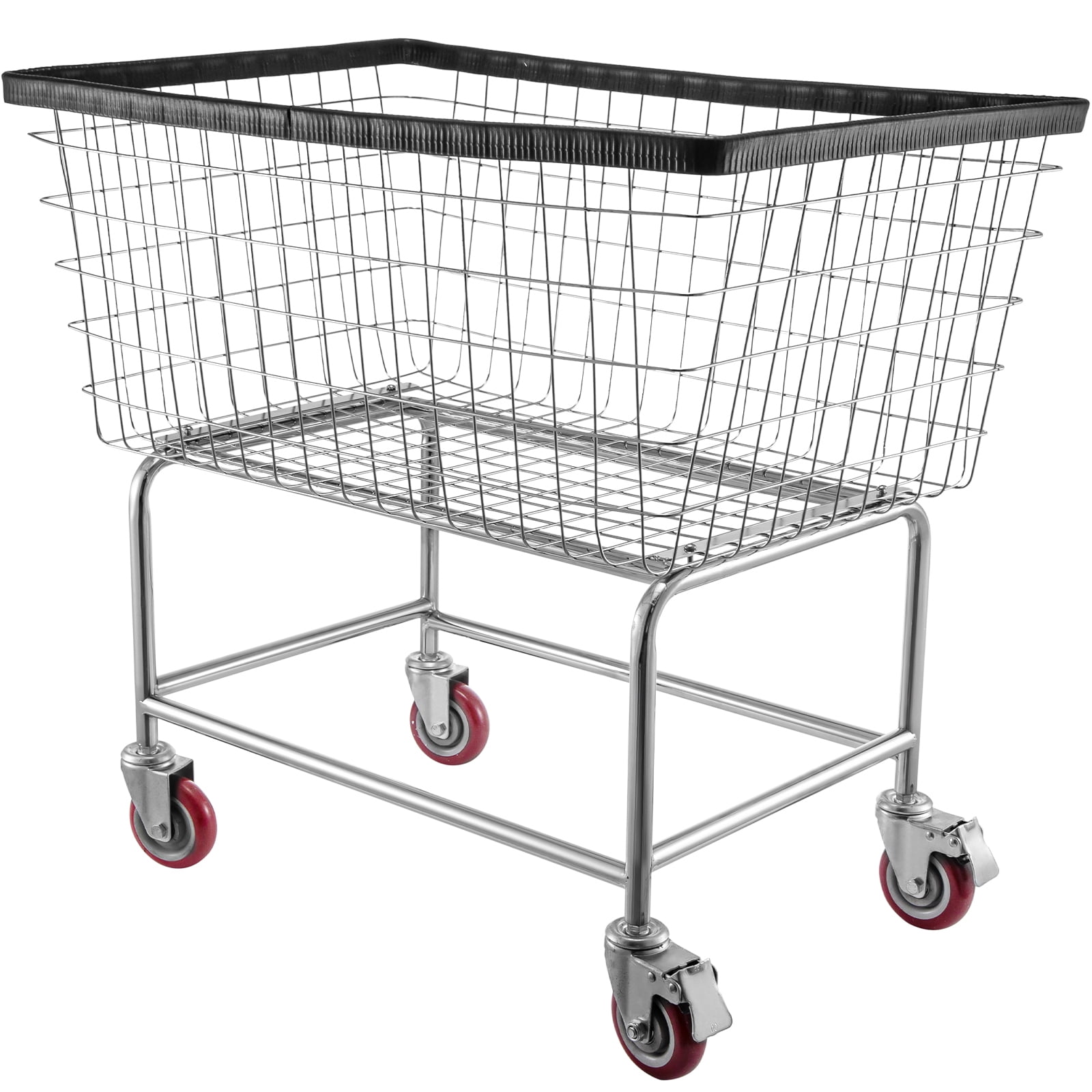 KFFKFF Rolling Laundry Cart, 4.5 Bushel Capacity, 35''x15.7''x22'' Industrial Wire Laundry Hamper on Wheels, Steel Construction with Chrome Coating, 5'' Wheel Casters, Wire Hamper Cart for Laundry