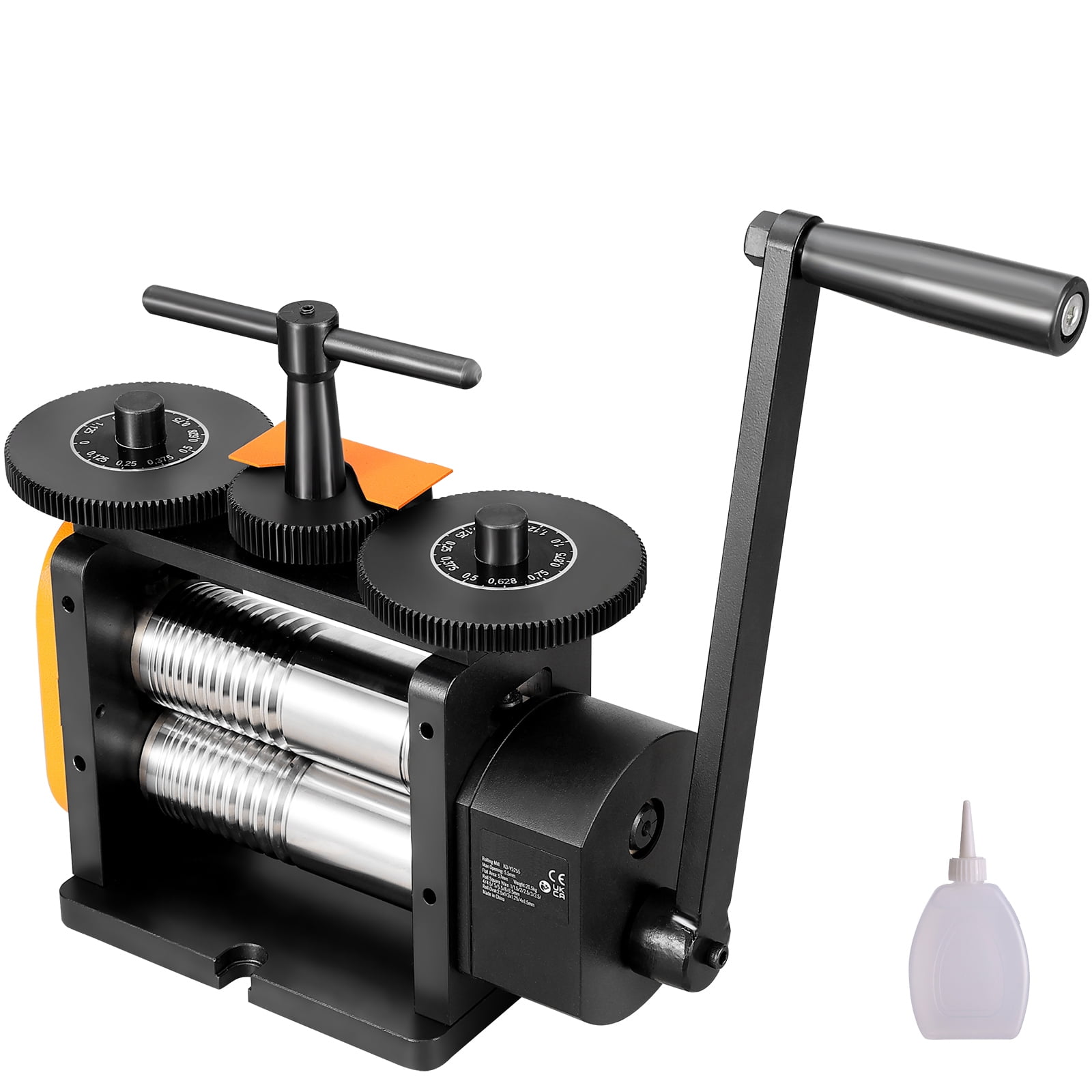 KFFKFF Rolling Mill, 2.24"/57 mm Craftsmanship Milling Machine, 1:2 Gear Proportion, Versatile 3-in-1 Mill, 0-5.5 mm Compression Depth for Crafting Metal Jewelry Sheet Square Wire Oval