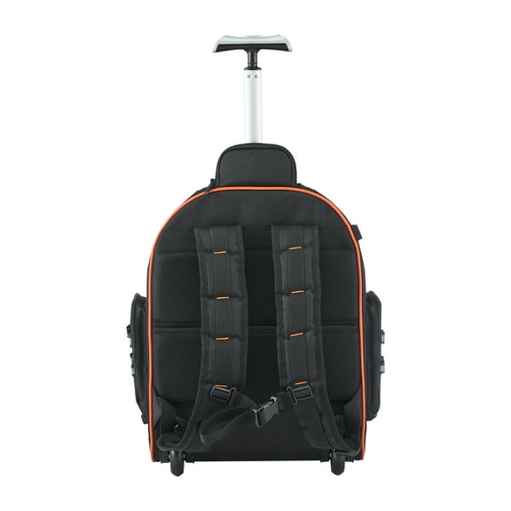 KFFKFF Rolling Tool Backpack with 110 lbs Capacity, 45 Pockets, Durable Roller Tool Bag with Telescoping Handle and Stable Base, Organizer for Mechanics and Construction