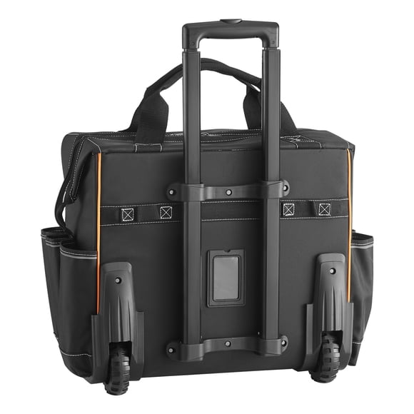 KFFKFF Rolling Tool Bag with Wheels, 110 lbs Capacity, 25 Pockets Durable Tool Organizer with Telescoping Handle & Sturdy Base for Electricians and Construction Workers