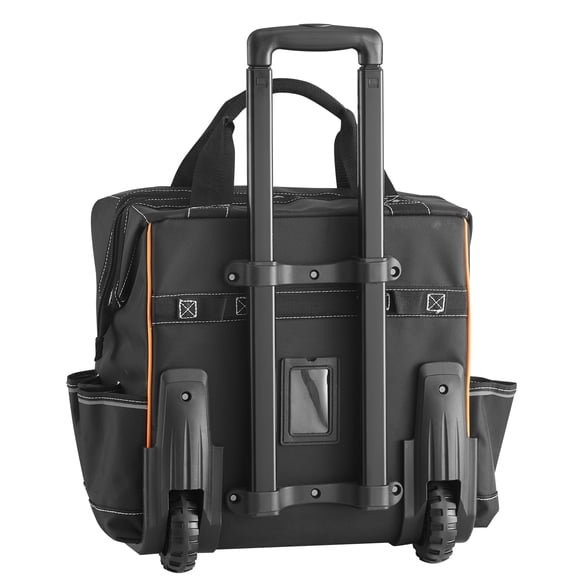KFFKFF Rolling Tool Bag with Wheels, 110 lbs Load Capacity, 25 Pockets for Heavy Duty Use, Adjustable Telescoping Handle & Sturdy Base, Tool Organizer for Construction and Mechanics