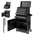 thumbnail image 1 of KFFKFF Rolling Tool Chest with 2-in-1 Design, 5-Drawer Tool Cabinet Organizer Featuring Detachable Top Toolbox, Locking Bar, Protective Liner, and Tool Rack for Garage, Workshop, or Warehouse Storage, 1 of 9
