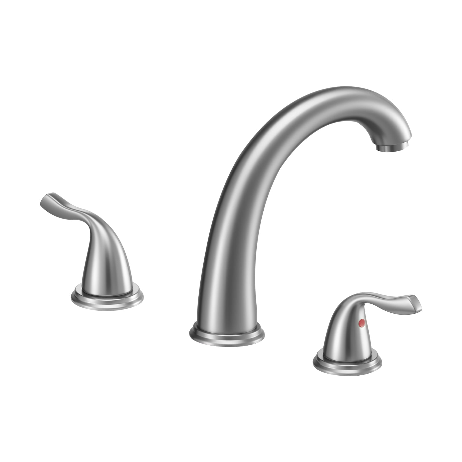 KFFKFF Roman Tub Faucet, 3-Hole Waterfall Bathtub Fixture, Gooseneck Bath Faucet Set with Dual Handles, Deck-Mounted Tub Faucet for Comfortable Bathing, Brushed Stainless Steel, High Arc Design