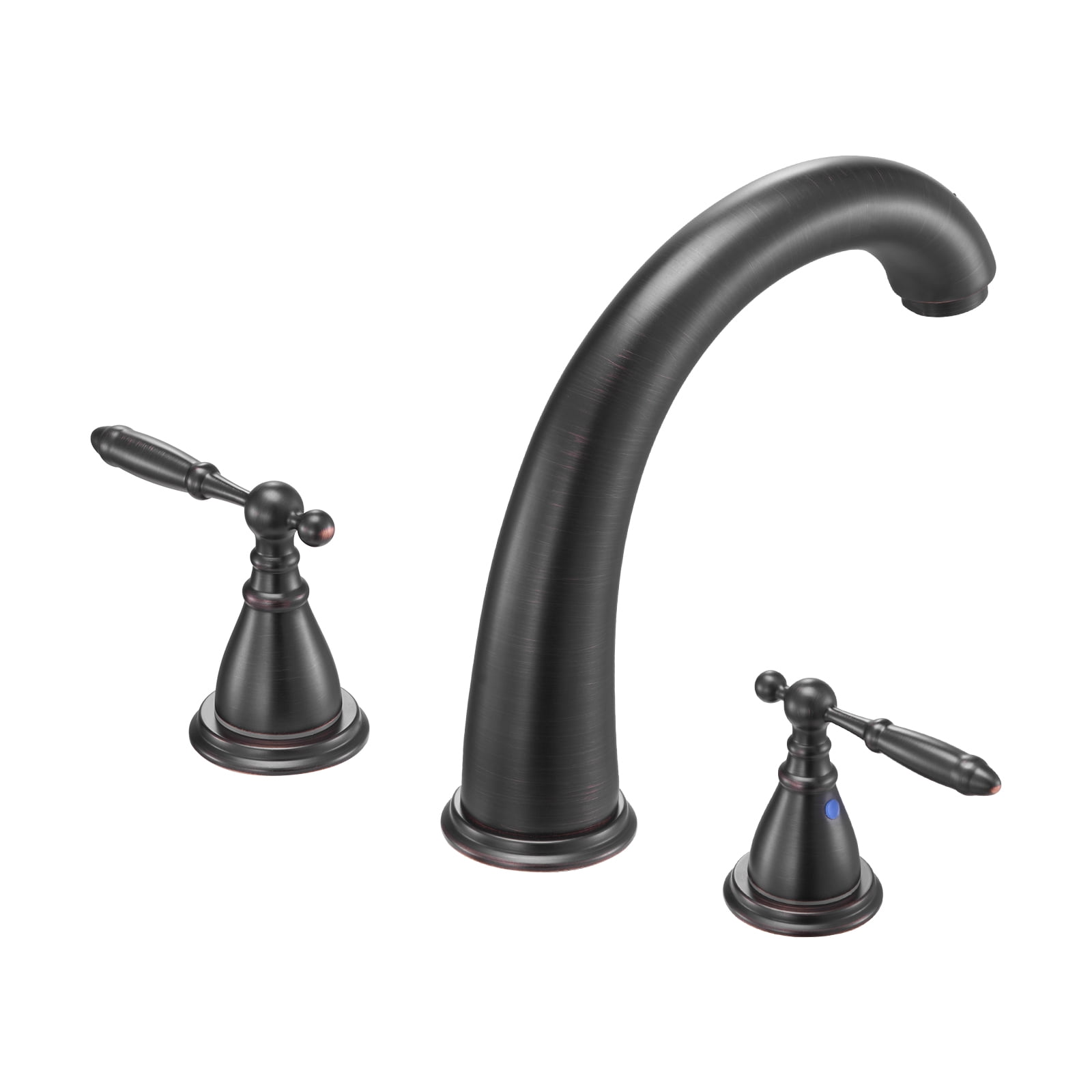 KFFKFF Roman Tub Faucet, 3-Hole Waterfall Bathtub Fixture, Gooseneck Design with Dual Handles, Deck-Mounted Tub Faucet for Bathing and Pet Washing, Bronze Finish, Adjustable Temperature Control