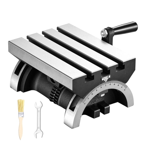 KFFKFF Rotary Table 7 x 5 in Tilting Milling Table with Sturdy Cast Iron Construction, Adjustable 0-45 Degree Tilt,Worm Gear Mechanism, Precision Scale,Suitable for Milling Machines and Drill Presses