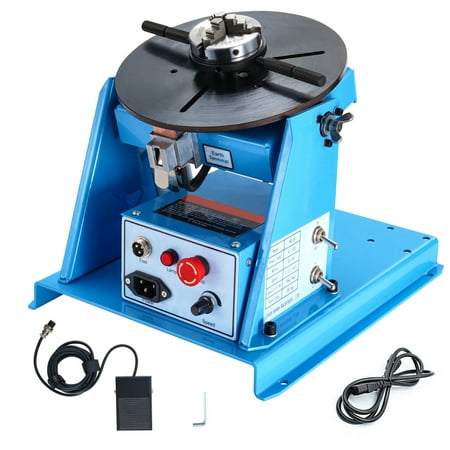 KFFKFF Rotary Welding Positioner 10KG, Adjustable 0-90° Turntable with 8.1 Inch 3-Jaw Chuck, 1-12 RPM 20W, Compact Welder Machine for Precision Cutting, Grinding, Assembly, and Testing