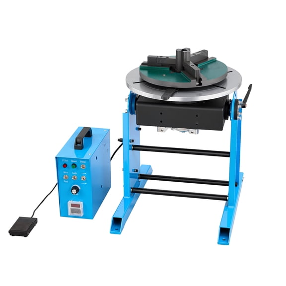 KFFKFF Rotary Welding Positioner with 441 lbs Load Capacity, Adjustable Tilt Angle from -45 to 90, Turntable Table with Speed Control (0.5-5 RPM), Includes Electric and Foot Pedal for Cutting