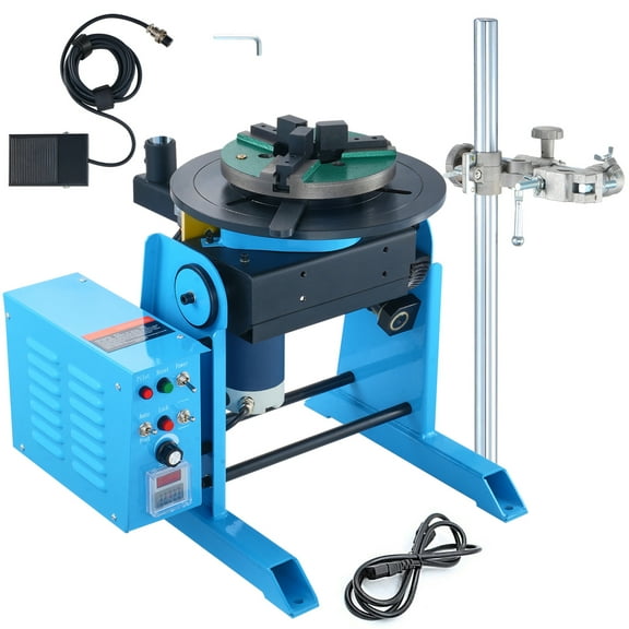 KFFKFF Rotary Welding Positioner 66 lbs / 30 kg, 0-90 Adjustable Turntable Table 1-12 RPM 80W, Equipped with 12.4-Inch 3-Jaw Lathe Chuck & Torch Stand for Cutting, Grinding, and Assembly