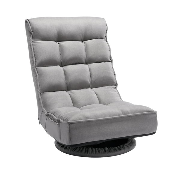 KFFKFF Floor Gaming Chair, 360° Rotating Chair with 4 Position Adjustable, Folding Backrest and Back Support, Grey