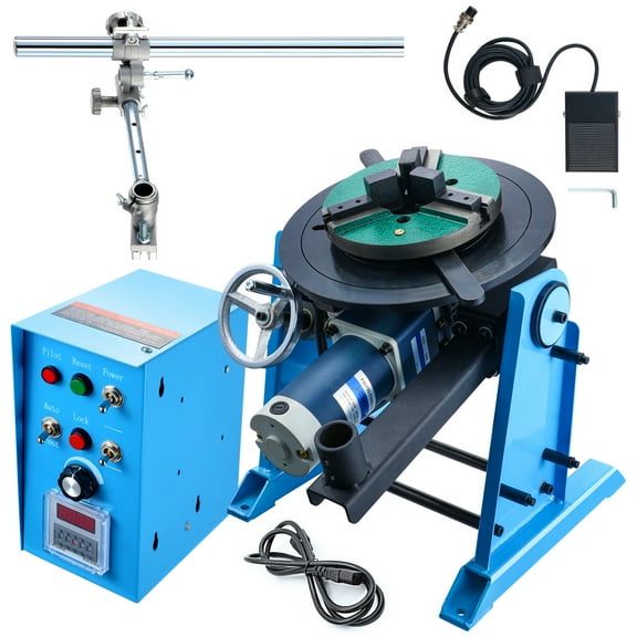KFFKFF Rotational Welding Stand 50KG, Adjustable 0-90 Welding Turntable 0.5-6RPM 120W, Equipped with 12.4 Inch 3-Jaw Lathe Chuck & Welding Torch Support for Cutting, Grinding, Assembly, Testing