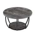 thumbnail image 1 of KFFKFF Round Coffee Table, Modern 2-Tier Wooden Center Table with Open Storage, Minimalist Design with Sturdy Metal Frame for Living Room or Office, Easy to Assemble, Grey, 1 of 9