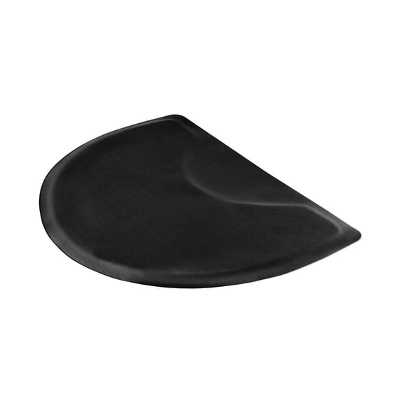 KFFKFF Salon Mat for Hair Stylist, 3 x 4 FT Semi-circle Chair Mat, 1/2-inch Thick Anti-Fatigue Barber Floor Mat with Round Cut Out, Easy-to-Clean PVC Surface & Anti-Trip Beveled Edges