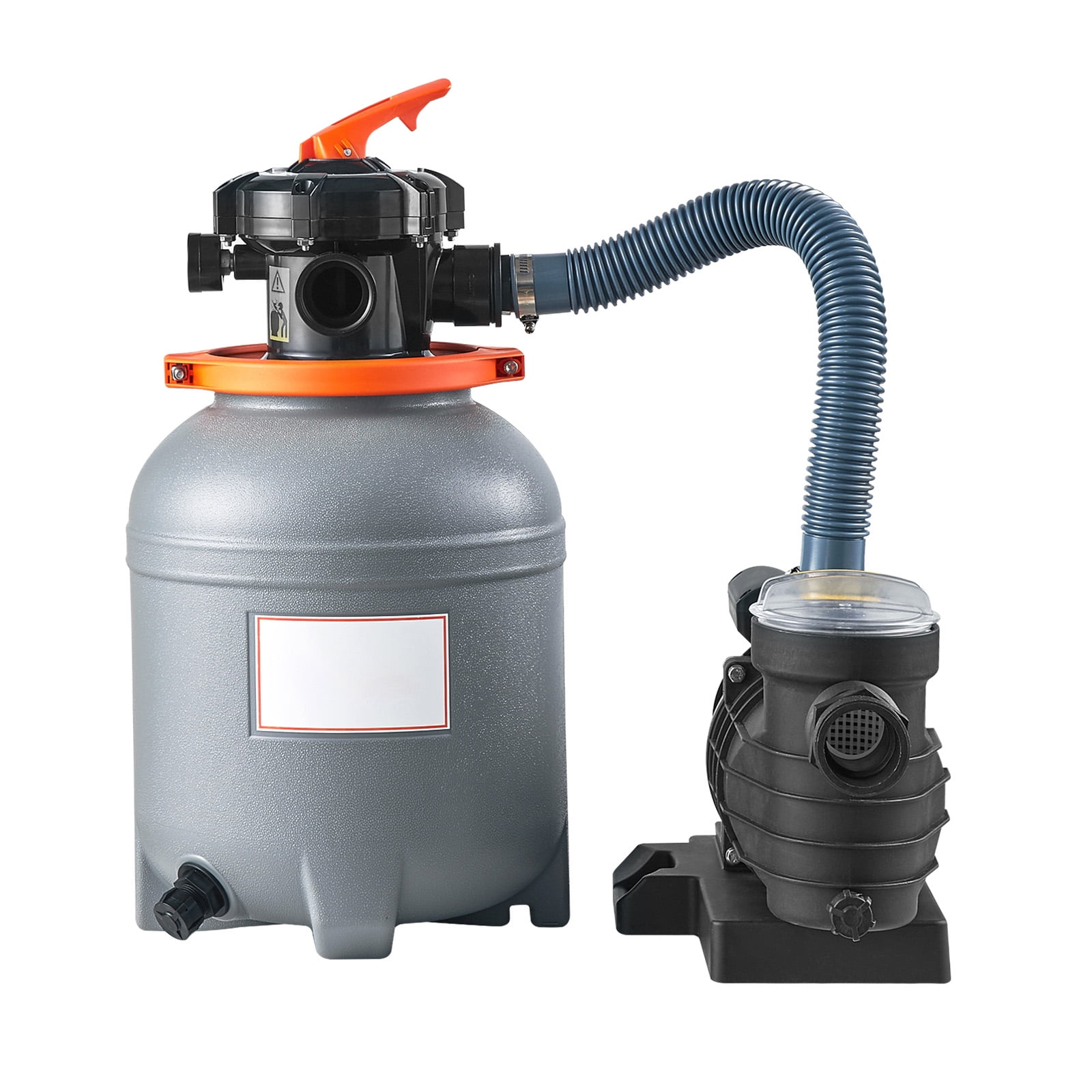 KFFKFF 12" Sand Filter Pump for Above Ground Pools, 2650 GPH, 1/3 HP Pool Pump, Crystal Transparent with 6-Way Valve & Filter Basket