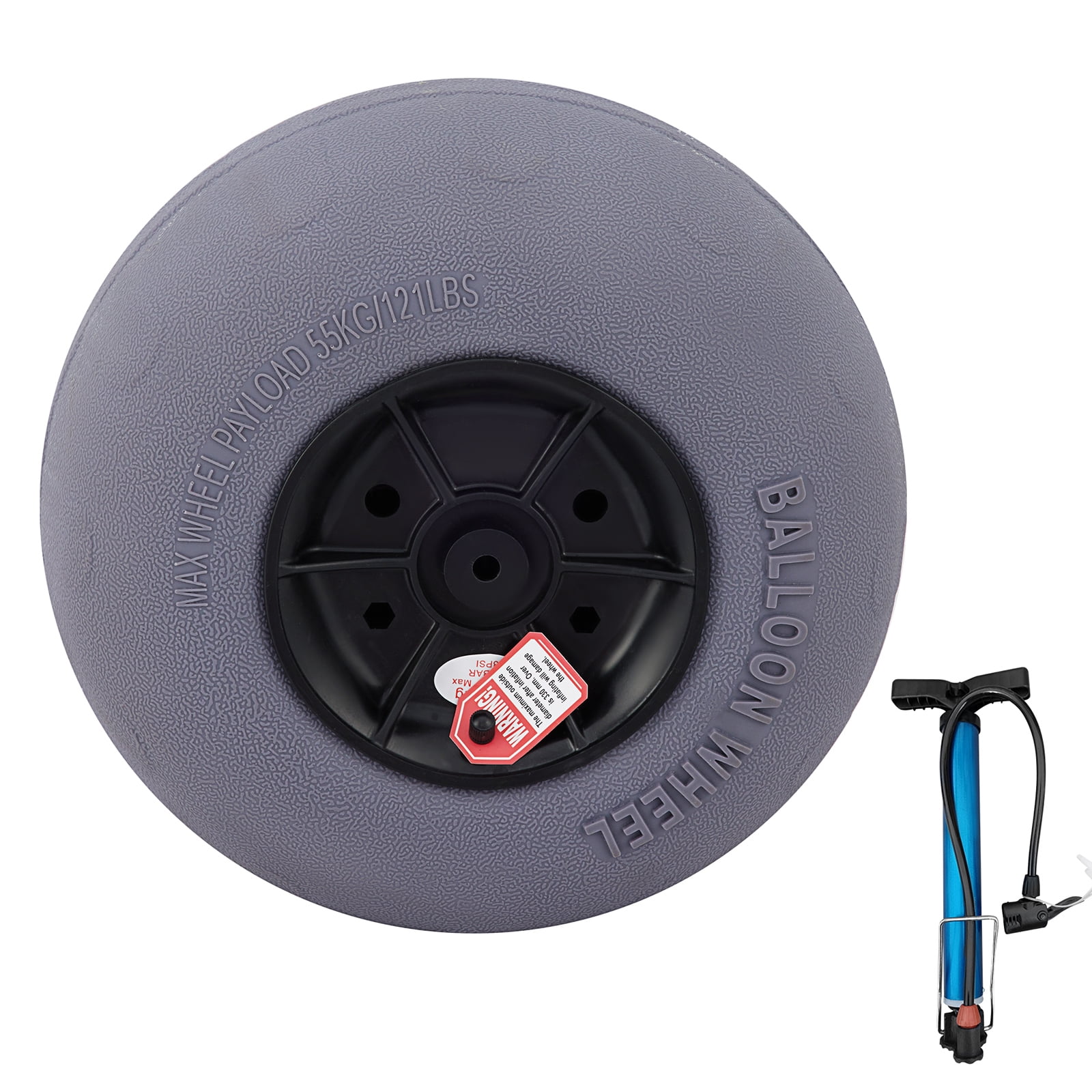 KFFKFF Sand Wheels, 13" Balloon Tires for Beach Carts, Includes 32" Stainless Axle, TPU Wheels Ideal for Kayak, Canoe Dollies, Buggy, Plus Complimentary Air Pump, Set of 2
