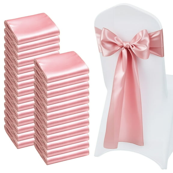 KFFKFF Satin Chair Sashes Bows, 100PCS Chair Ribbon Ties, 7 x 108 inch, Rose Gold Decoration for Weddings, Baby Showers, Parties, Events, Banquets, and Chair Covers