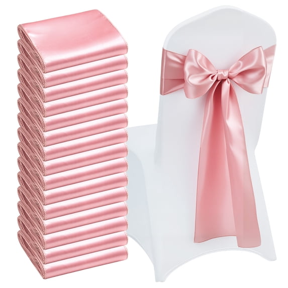 KFFKFF Satin Chair Sashes Bows, 50PCS Chair Ribbon Ties, 7 x 108 inch, Rose Gold Decoration for Weddings, Baby Showers, Parties, Events, Banquets, and Chair Covers