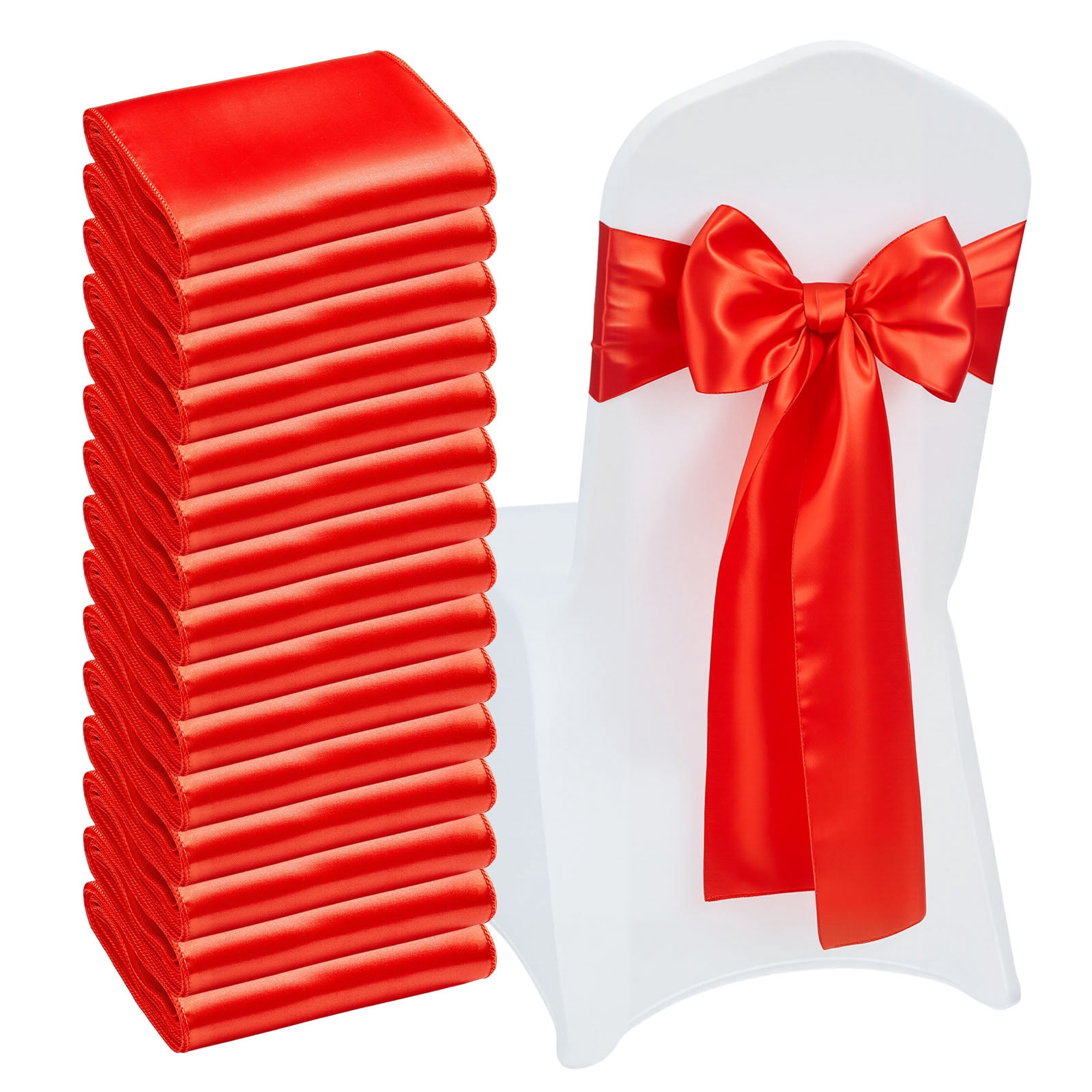 KFFKFF Satin Chair Sashes Bows, 50PCS Ribbon Ties for Chairs, 7 x 108 ...