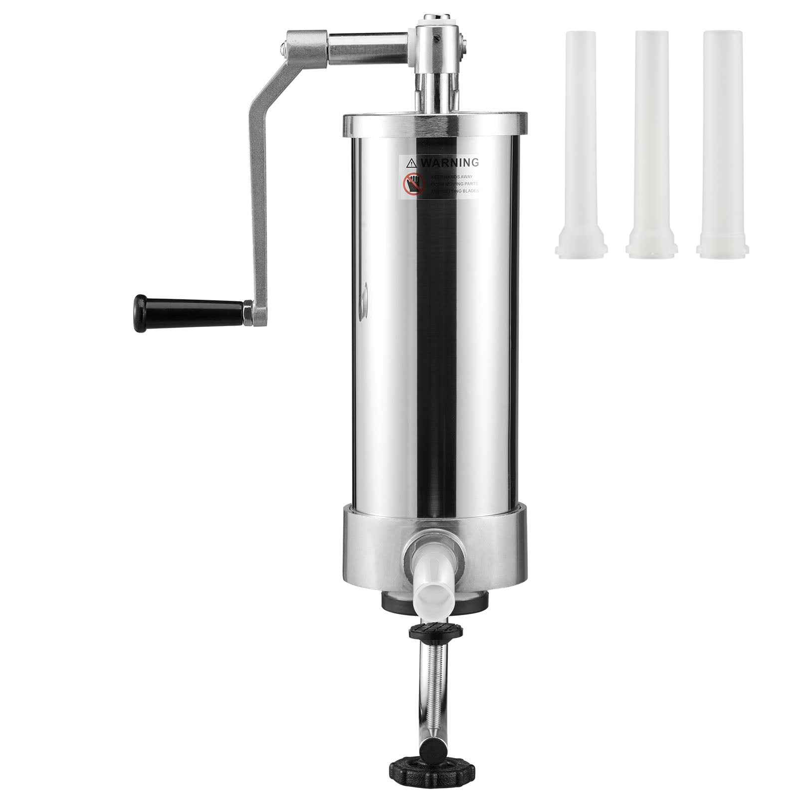 KFFKFF Sausage Maker, 5LBS/3L, Made of 304 Stainless Steel, Vertical Design, Includes 3 Filling Nozzles, Suction Base & Hand Crank, Suitable for Home or Business