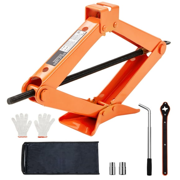 KFFKFF Scissor Jack, 2.5 Ton Capacity, 5512 lbs, Adjustable 3.7"-17.1" Lift Range, Includes Ratcheting Handle & L-Wrench, Compact Tire Jack for Cars, Trucks, Sedans, MPVs