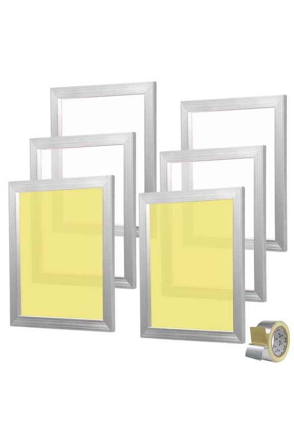 Screen Printing Kit with 6 Aluminum Frames, 16x20 Inch Silk Screen Frames Featuring 110 Mesh Count, Durable Nylon Mesh, and Sealing Tape for DIY T-Shirt Printing