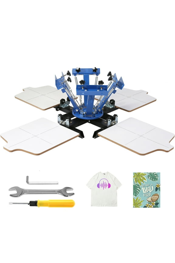Screen Printing, Quadruple Hue Quadruple Spot 360 Swivel Silk Print Press, 21.2x17.7in Print Press, Dual-tier Placement Tray for Customized T-shirt Print