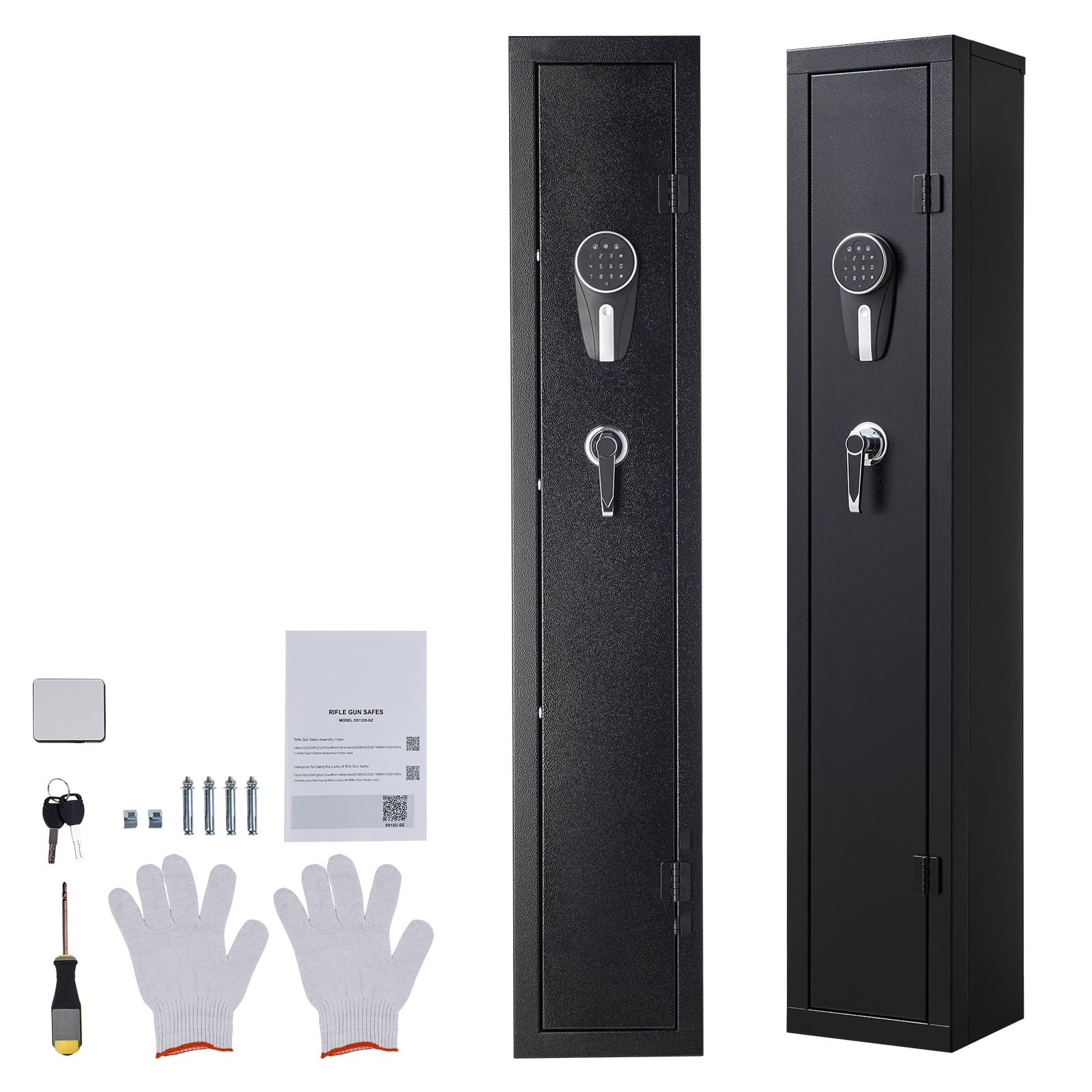 KFFKFF Secure Gun Cabinet, Durable Steel Construction with Fire-Resistant Design, Digital Keypad & Key Access, Spacious Storage