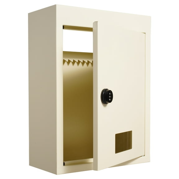 KFFKFF Secure Mail Drop Box, Wall-Mount, Beige Steel with Flexible 2.8-7.9" x 13" Combo Lock, Size 12.5x6.3x16.9 inches