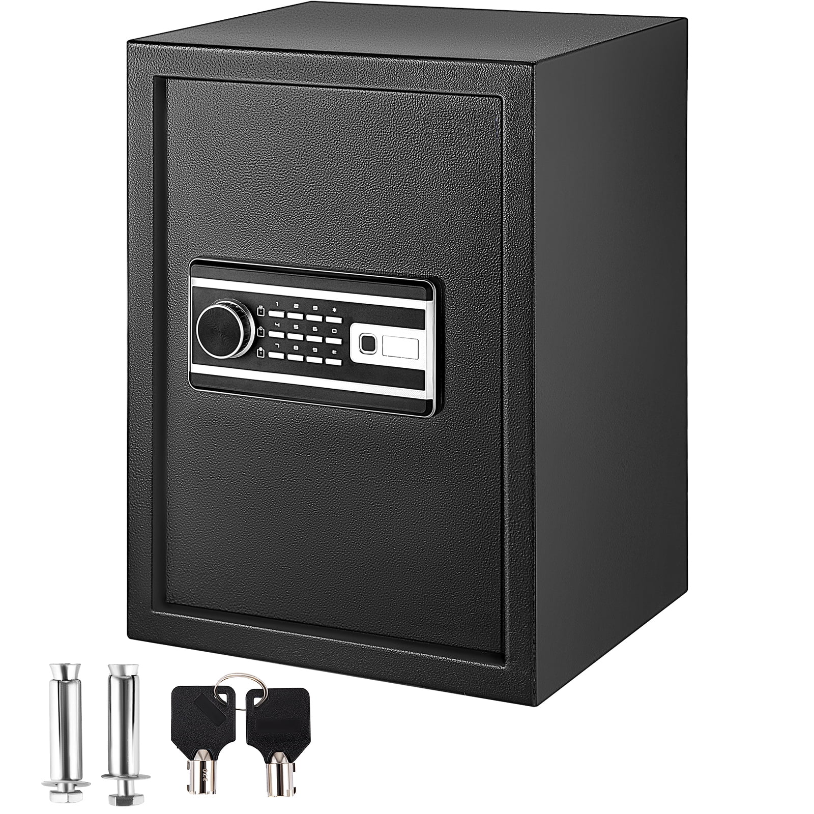 KFFKFF Security Container, 2.1 CU.FT Biometric Security Container for Currency with 2 Keys & Numeric Keypad, Q235 Steel Security Container for Holding Cash, Trinkets, Firearms, Papers