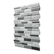 KFFKFF Self-Adhesive Backsplash Tiles, 10 Sheets, 12 x 12 x 0.78 inch / 305 x 305 x 2.0 mm, Stick-On Wall Tiles for Kitchen and Bathroom, 3D Stone-Style Design
