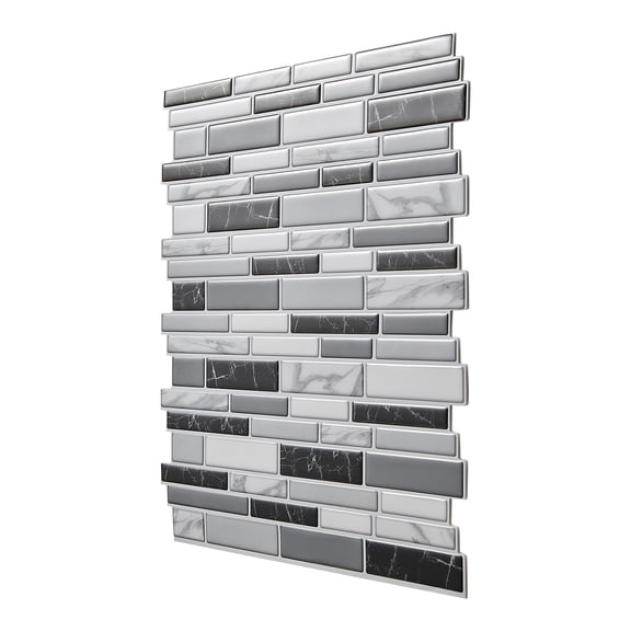 KFFKFF Self-Adhesive Backsplash Tiles, 10 Sheets, 12 x 12 x 0.78 inch / 305 x 305 x 2.0 mm, Stick-On Wall Tiles for Kitchen and Bathroom, 3D Stone-Style Design