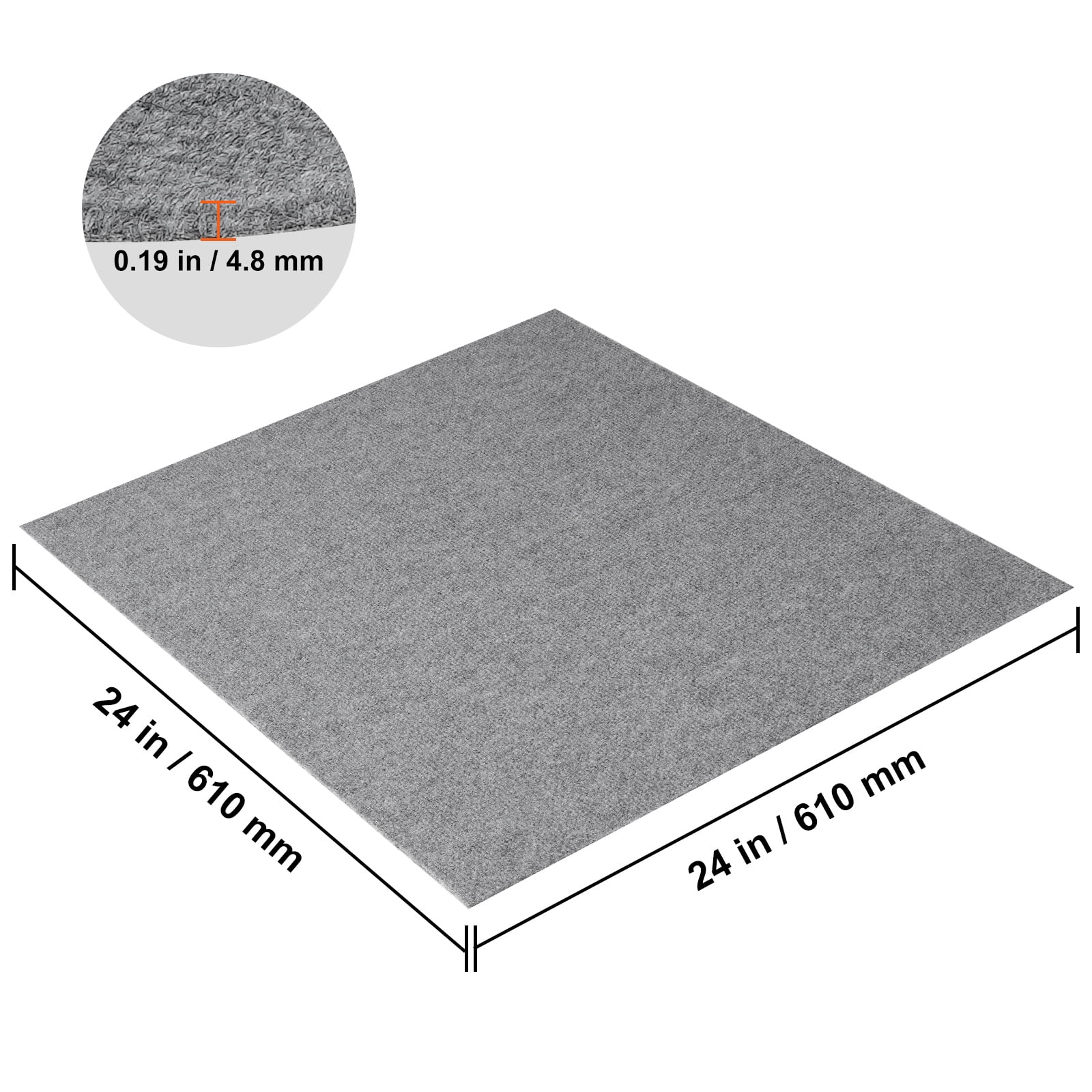 KFFKFF Self-Adhesive Carpet Tiles, 24" x 24" Squares, Comfortable Padding, Simple DIY Installation for Indoor and Outdoor Spaces, Bedroom and Living Room (9 Tiles, Light Gray)