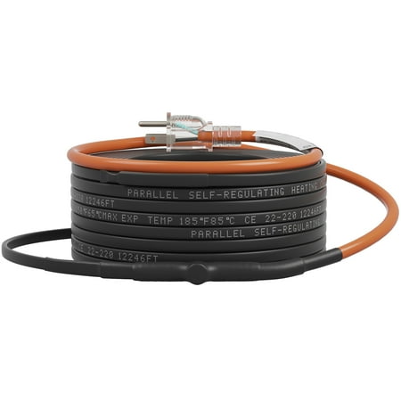 KFFKFF Self-Regulating Pipe Heating Cable 5W/ft w/ Built-in Thermostat 100 Feet