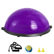 KFFKFF Semi Fitness Ball Equipment, 23-inch Equilibrium Ball Device, 660lbs Capacity Ball, Yoga Sphere with Resistance Loops & Foot Inflator, for Domestic Gym, Comprehensive Body Exercise, Violet