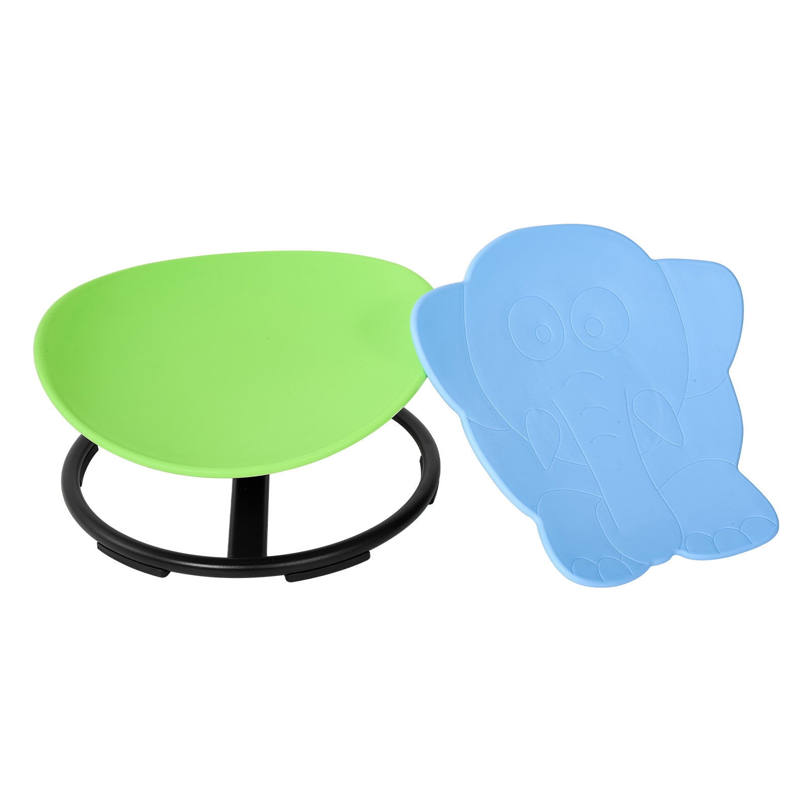 KFFKFF Sensory Spinning Chair for Kids Ages 3-12, Autism and ADHD Support, 220 LBS Capacity, Swivel Seat for Coordination Training, 19.9" L x 21.3" W Green Rounded & 20.5" L x 19.7" W Blue Elephant