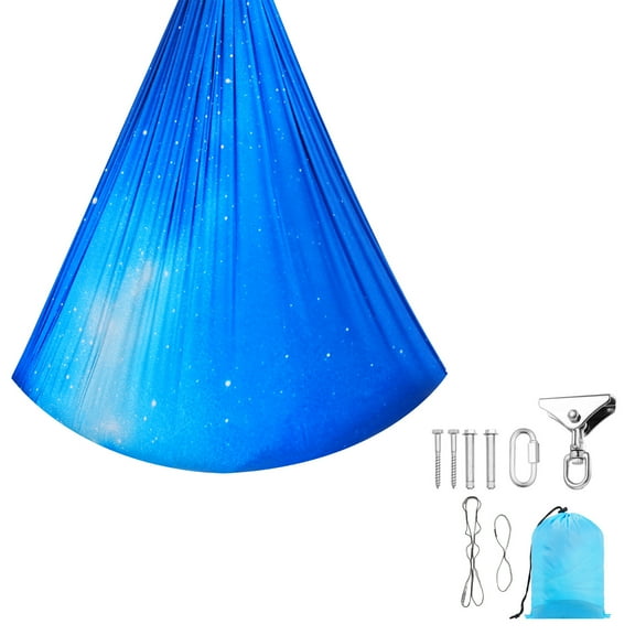 KFFKFF Sensory Swing with Double-Layer Fabric, Indoor & Outdoor Hammock for Kids, 360 Swivel Hanger, O-Sling, Supports up to 300lbs, Adjustable Aerial Yoga Hanging Swing