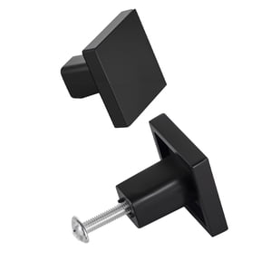 KFFKFF Set of 10 Black Zinc Alloy Cabinet Knobs, 1.18 Inch Square Drawer Pulls & Handles, Durable Hardware for Kitchen, Bathroom, Closets, and Cupboards, Includes Screws