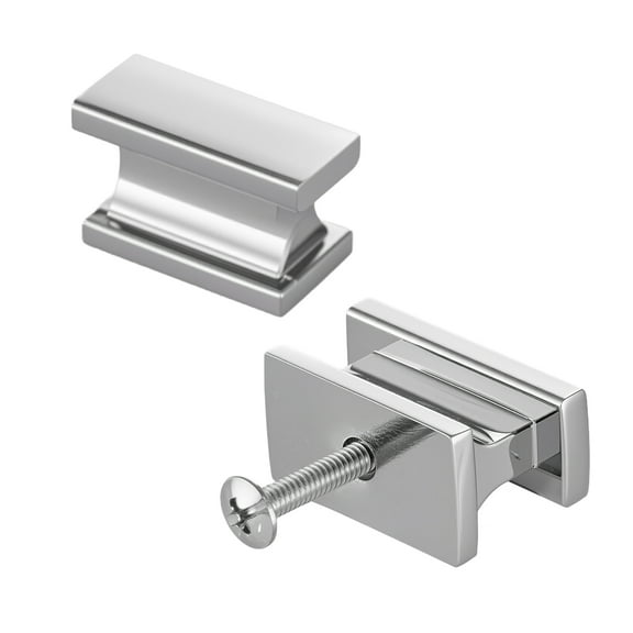 KFFKFF Set of 10 Cabinet Knobs, 1.42-Inch Zinc Alloy Drawer Handles, Rectangular Solid Pulls for Kitchen, Bathroom, and Closet Cabinets, Includes Screws, Chrome Finish