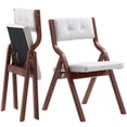 thumbnail image 1 of KFFKFF Set of 2 Wooden Folding Chairs with Cushions, Portable Foldable Design with Wooden Frame, Comfortable Padded Seating for Kitchen, Office, Weddings, Parties, Dining Room, Simple Assembly, White, 1 of 9