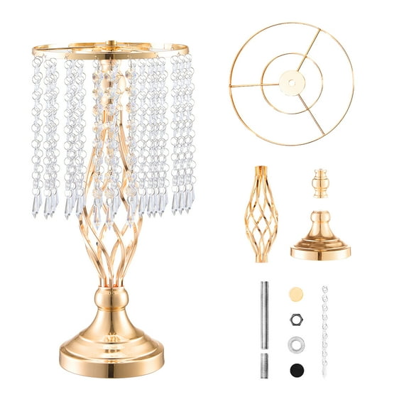KFFKFF Set of 20, 43cm/16.9” Height Crystal Floral Stand, Metallic Gold Vase for Wedding Centerpiece, Flower Display Rack for Tabletops at Wedding, Dinner Parties, Birthday and Other Events