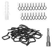 KFFKFF Set of 20 Q-Hanger Hooks, Measuring 2.17 inches, Suitable for Outdoor String Light Hanging, Robust Outdoor Screw Hooks with Safety Clasp, Ideal for Outdoor String Lights, Holiday Lights, Cups