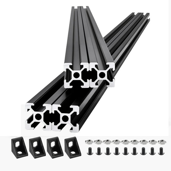 KFFKFF Set of 4, 47.2 in (1200mm) 2020 T Slot Aluminum Extrusion Profile, Conforming to European Standards, Anodized Linear Rail, Durable Extruded Aluminum Rail for 3D Printer, CNC Machine DIY