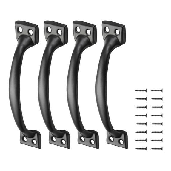 KFFKFF Set of 4 Rustic 6.5-Inch Gate Handles, Durable Carbon Steel with Rust-Resistant Coating, Easy-to-Install Pulls for Sliding Doors, Garage, Shed, Pantry, and Outdoor Fences