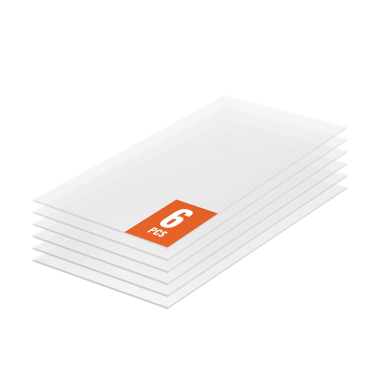 KFFKFF Set of 6 Polycarbonate Panels for Greenhouses, Measuring 2' X 4' X 0.16'', Roofing Sheets, Water-Resistant and UV-Protected Corrugated Plastic Roofing, Durable Clear Roofing Sheets