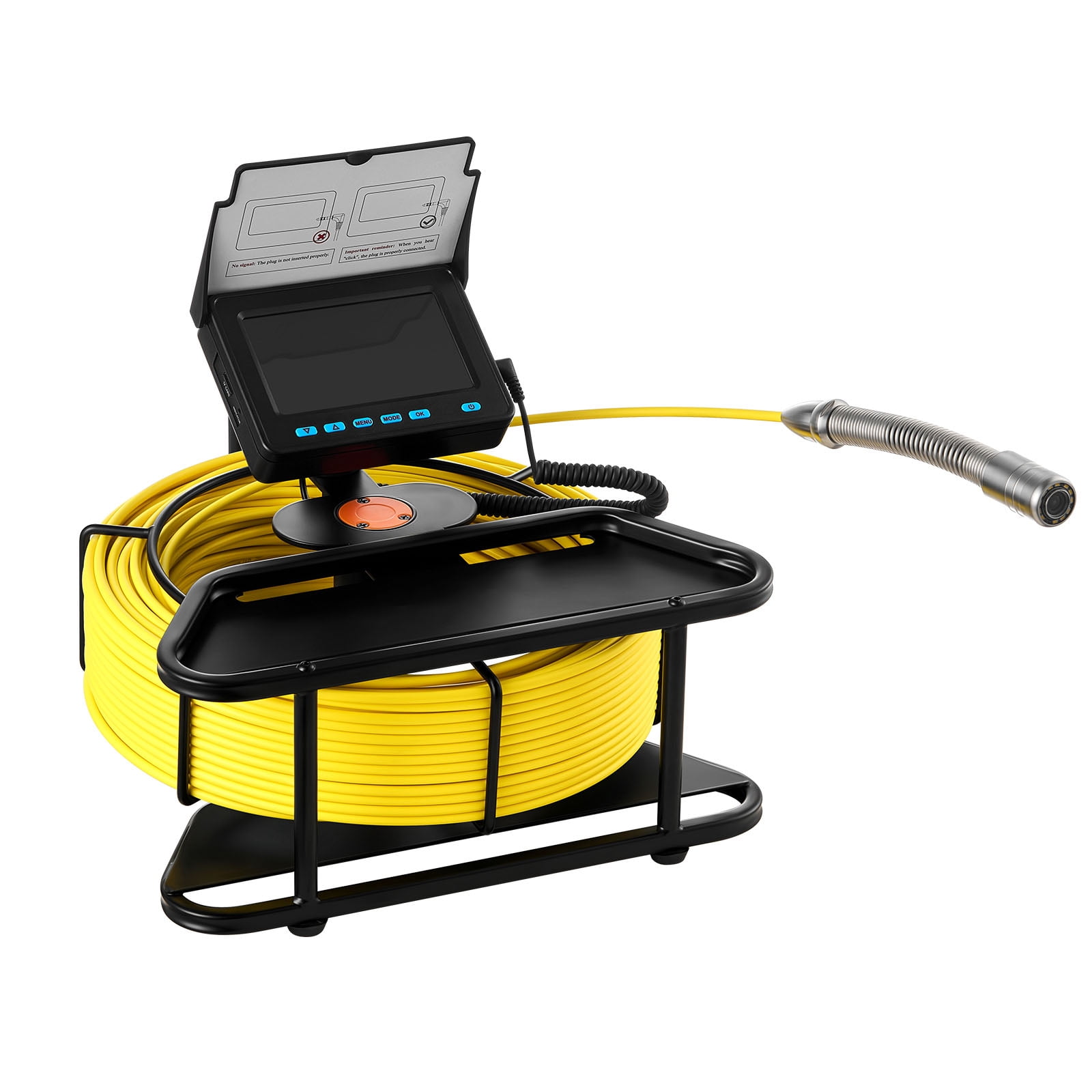 KFFKFF Sewer Inspection Camera, 98 ft/30m, Self-Leveling Drain Camera with 4.3" HD Screen, IP68 Waterproof Plumbing Camera with Lights - 12 LEDs & 16GB Card for Pipes and Ducts