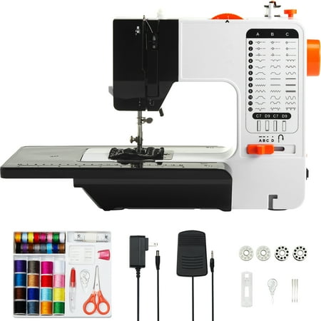 KFFKFF Sewing Machines, 38 Built-in Stitches Mini Portable Sewing Machine with Dual Speed, Reverse Sewing, Wide Table, Light, Easy to Use