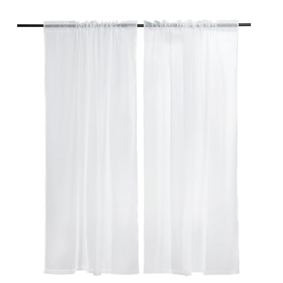 KFFKFF Sheer Curtains, 84 Inches Long, Set of 2 Panels, White, Each Measuring 52" W x 84" L, Dual Rod Pocket Design, Made of 100% Polyester for Bedrooms, Living Rooms, Balconies, and Yards