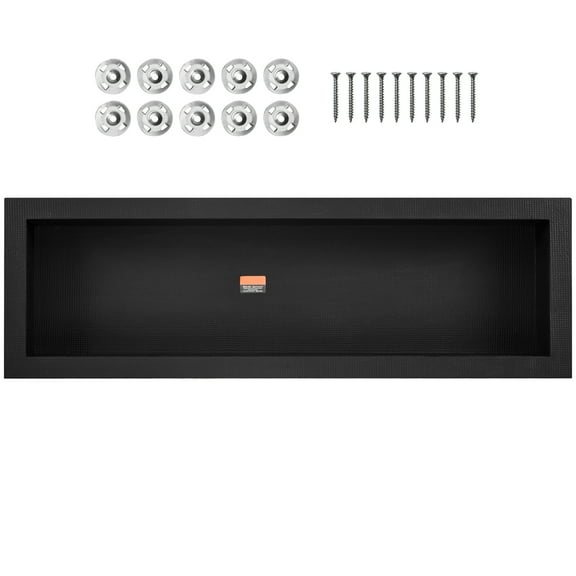 KFFKFF Shower Niche Ready for Tile 16" x 50", Single Shelf Organizer with Square Corners, Wall-Inserted Recessed Design, Sealed Protection for Modern Soap Storage in Shower or Bathroom, Black