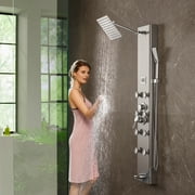 KFFKFF Shower Panel 6 Modes Digital Tower System Display Stainless Steel Rainfall