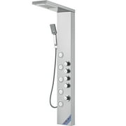 KFFKFF Shower Panel System,Rain Cascade, Water Drop, 5 Comprehensive Body Massage Jets and Tri-Mode Portable Shower Head with 59" Hose, Stainless Steel Wall-Installed Bath Set