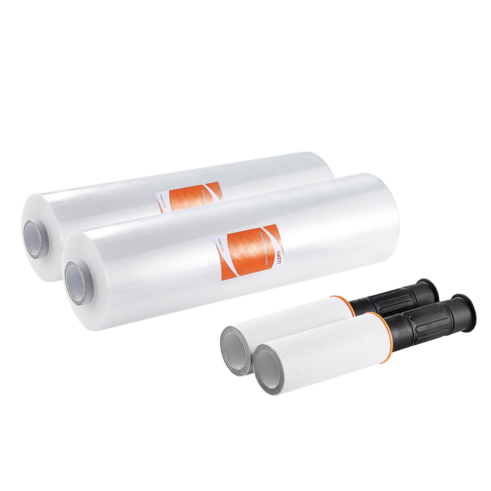 KFFKFF Shrink Wrap, 15-inch x 1200-foot, Twin Pack, 80 Gauge Robust Clear Long-lasting Stretch Film Roll, High Capacity Shrink Film Stretch Wrap with Grips for Transporting and Relocating Pallets